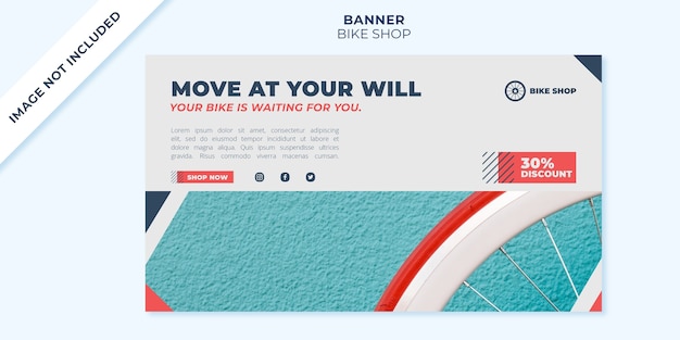 PSD flyer de modèle de bannière de concept de magasin de vélo