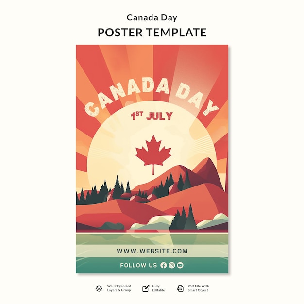 Flyer de modèles d'affiches Happy Canada Day 2023