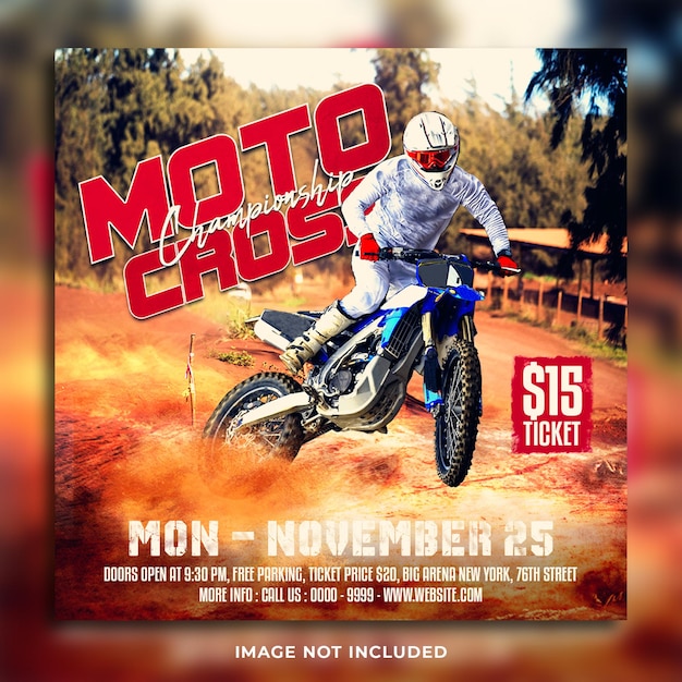 Flyer De Motocross Et Modèle De Publication Sur Les Réseaux Sociaux