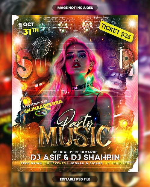Flyer de la música de la fiesta de Halloween