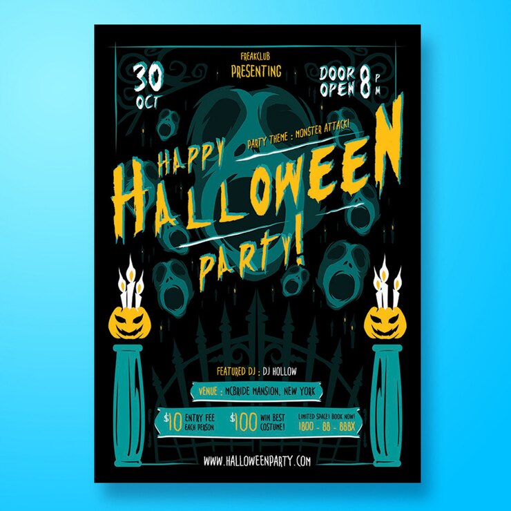 Flyer o póster de fiesta de Halloween