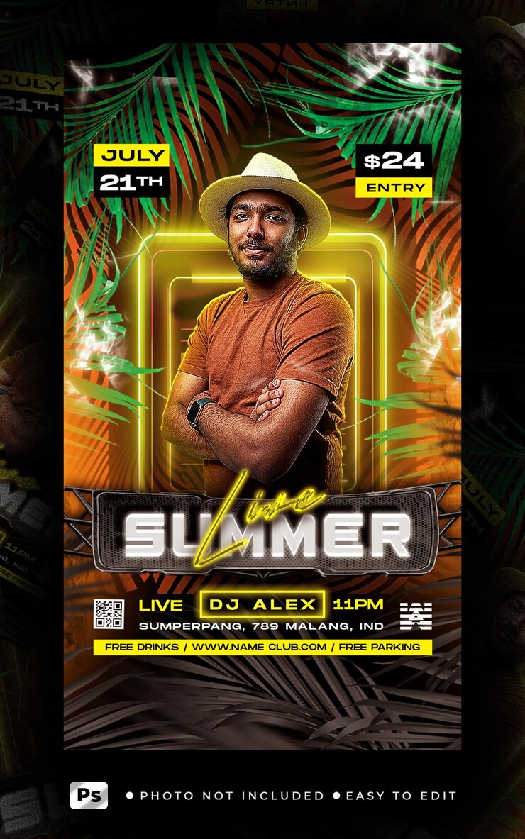 PSD flyer party club post e história premium psd