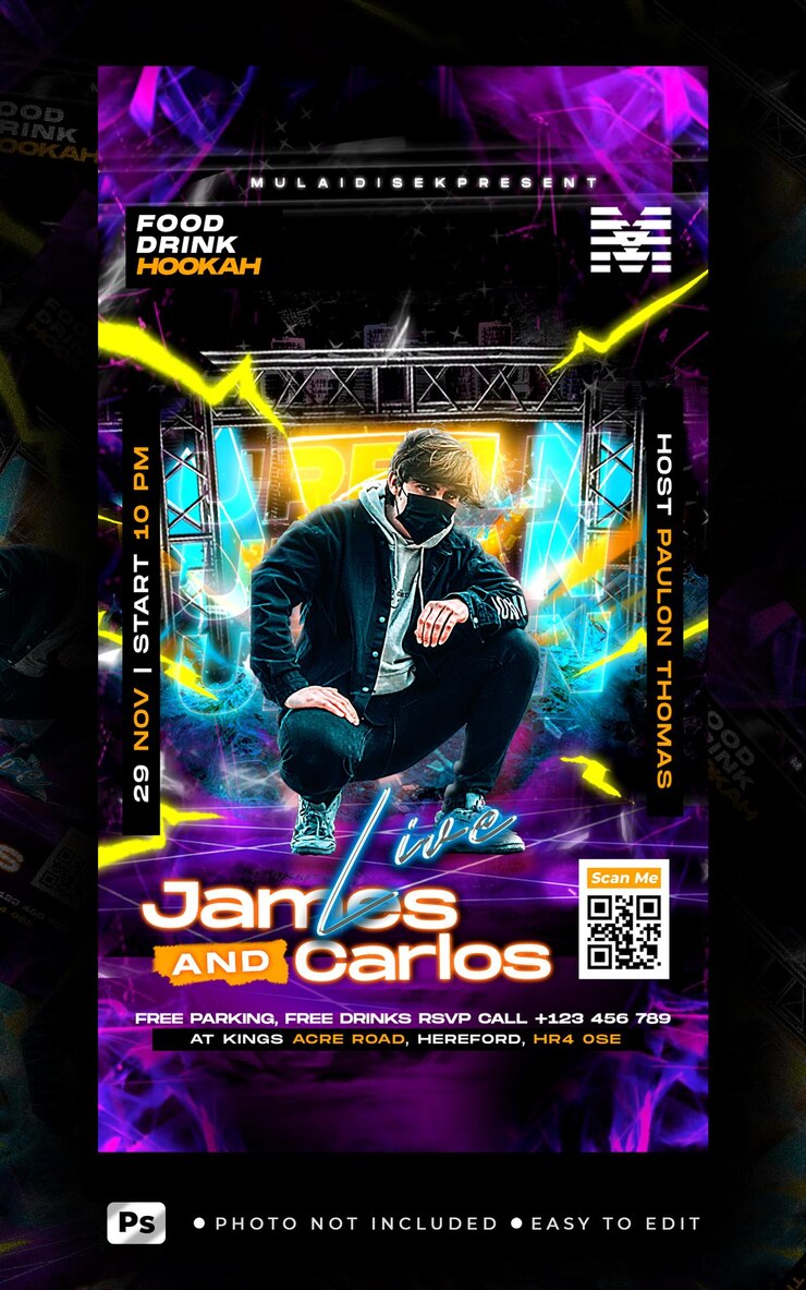 PSD flyer party club post y historia premium psd (en inglés)