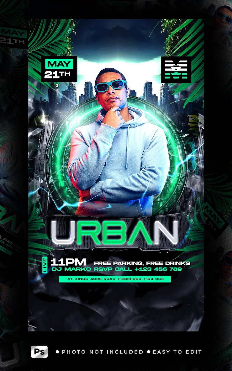 PSD flyer party club post y historia premium psd