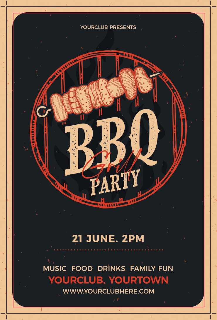 PSD flyer per la festa del barbecue