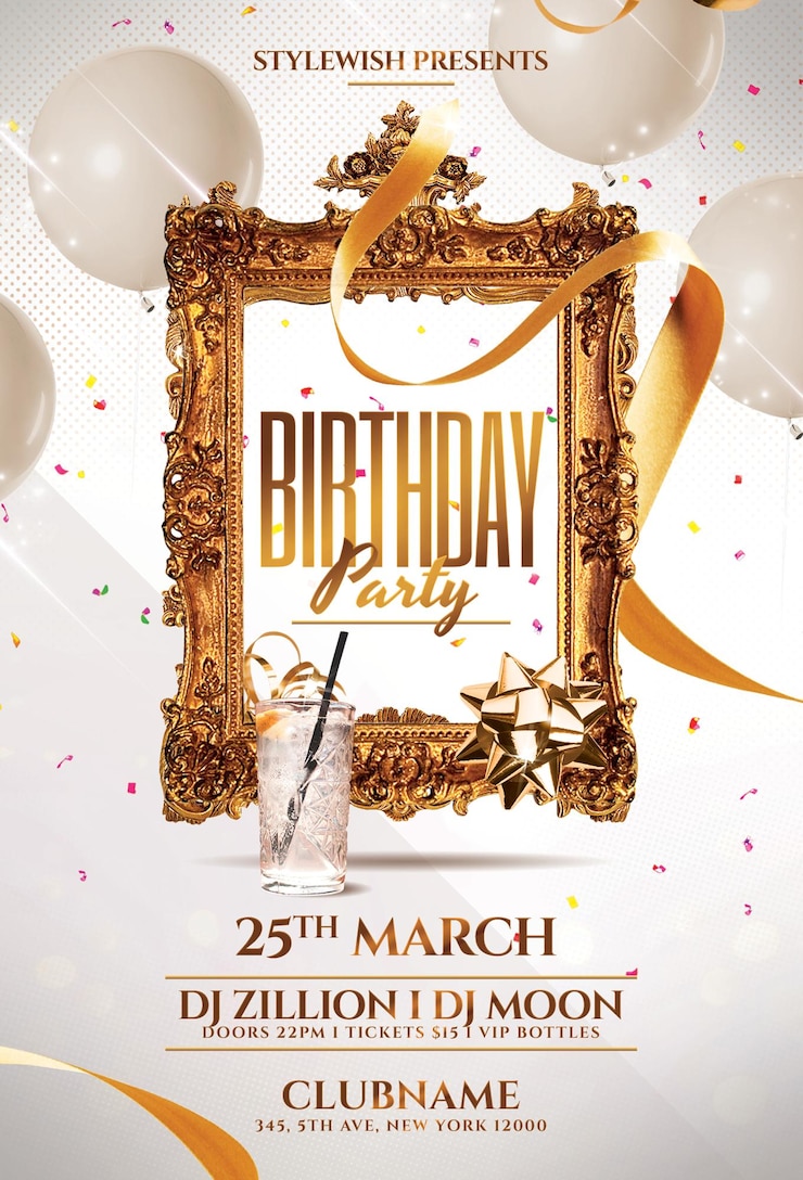 PSD flyer per la festa di compleanno