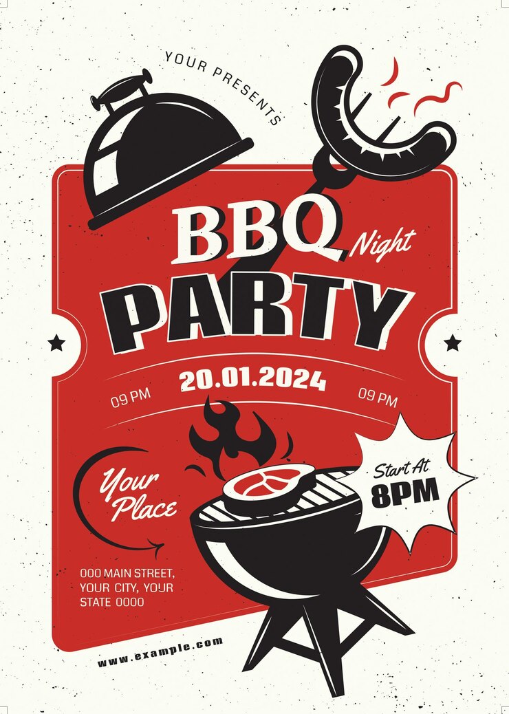 PSD flyer per la festa notturna del barbecue