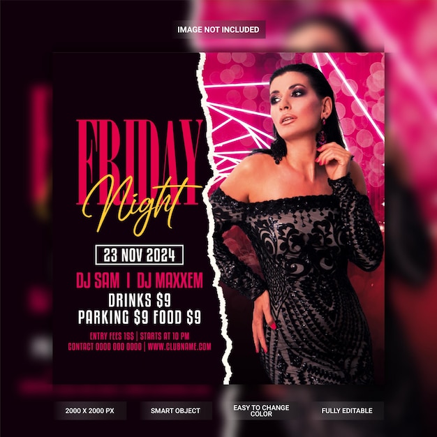 PSD un flyer pour la fête du vendredi soir.