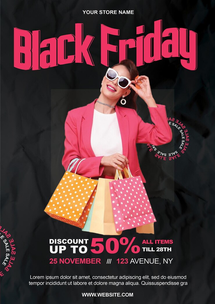 Flyer promocional del Viernes Negro en formato PSD