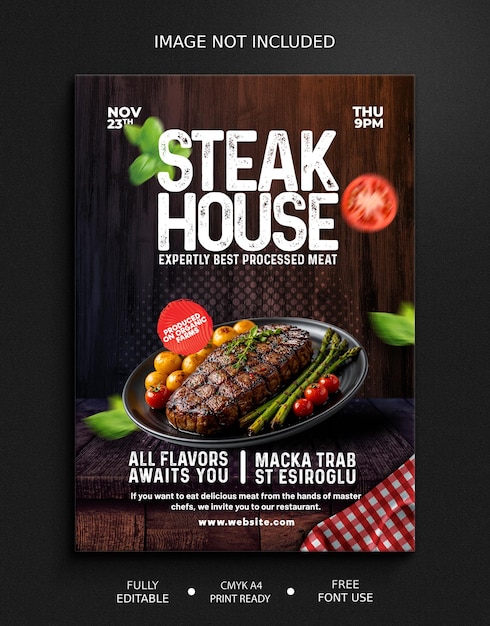 Flyer de promotion du restaurant Steak House