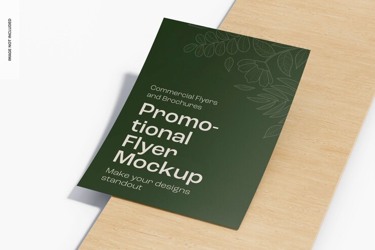 PSD flyer promozionale su un modello di podio in legno