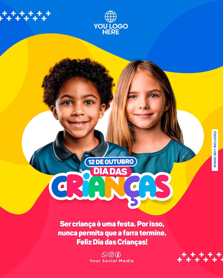 PSD flyer psd social media giorno dei bambini ragazzo e ragazza bambino brasile