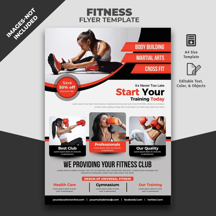 PSD flyer de remise en forme