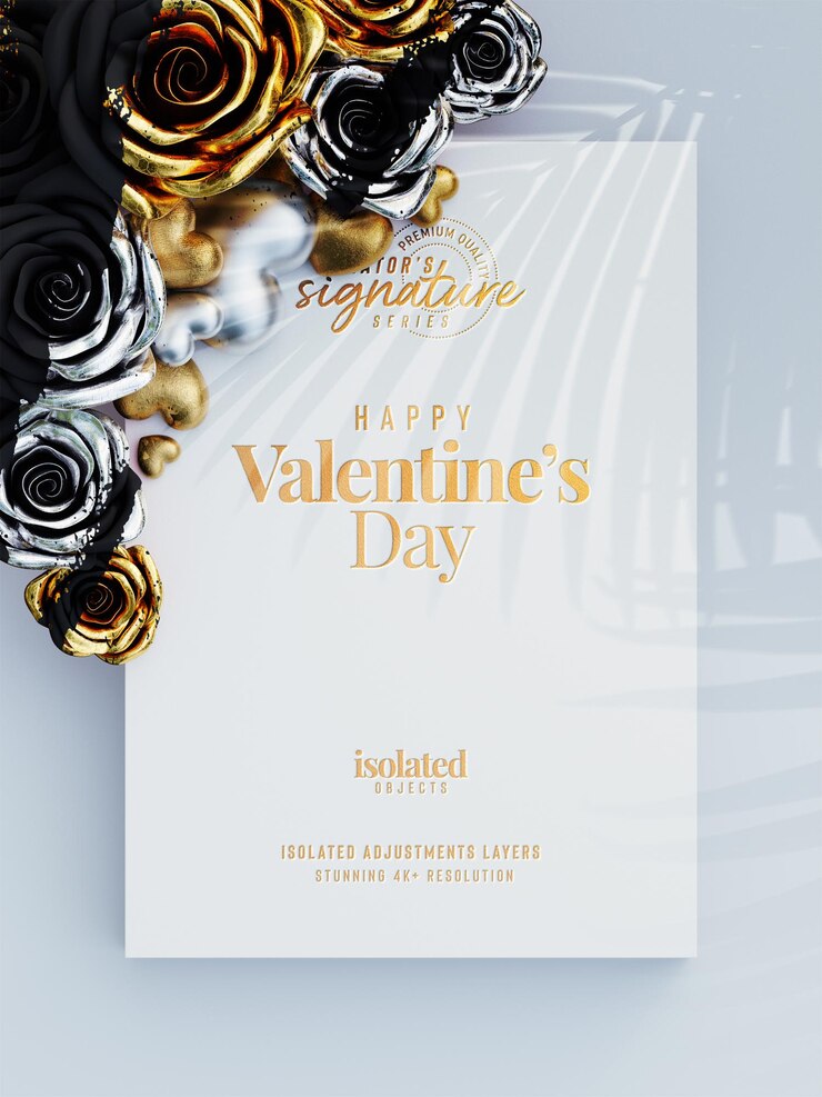 Flyer de la saint-valentin Maquette d'invitation avec des roses décoratives et des coeurs d'amour