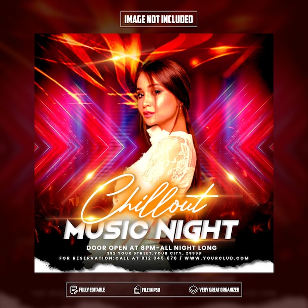 Flyer de soirée chillout modèle de publication sur les médias sociaux PSD premium