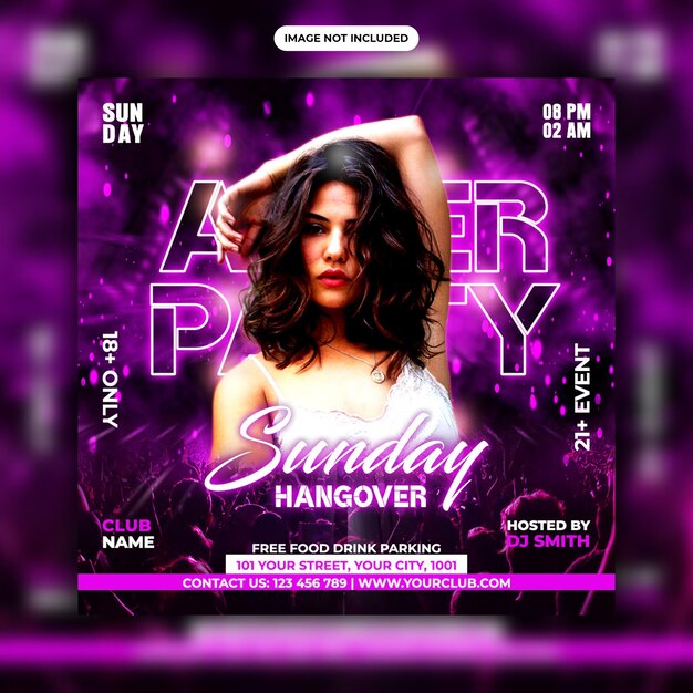Flyer de soirée dj club et modèle de publication sur les réseaux sociaux