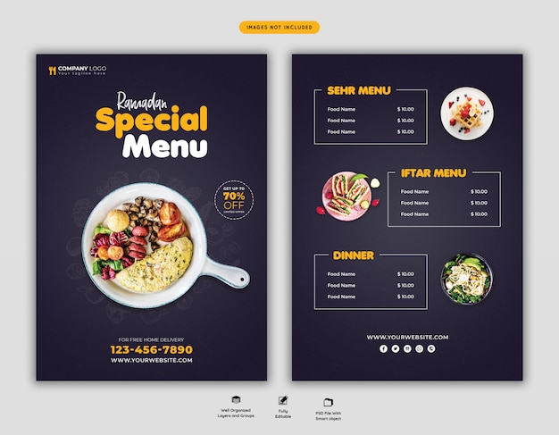 Flyer spécial menu alimentaire ramadan Psd