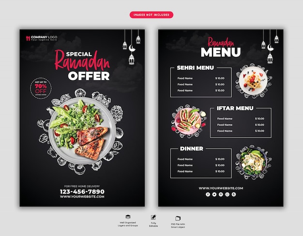 Flyer spécial menu alimentaire ramadan Psd