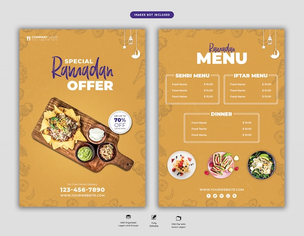 Flyer Spécial Menu Alimentaire Ramadan Psd