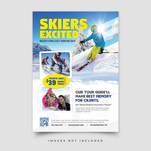 PSD flyer de la tournée de ski d'hiver