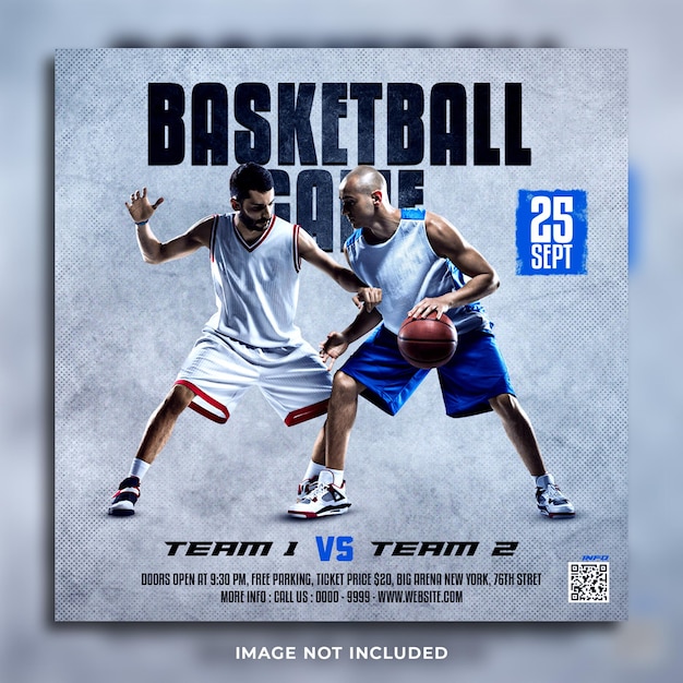 Flyer de tournoi de basket-ball et modèle de bannière Instagram sur les médias sociaux