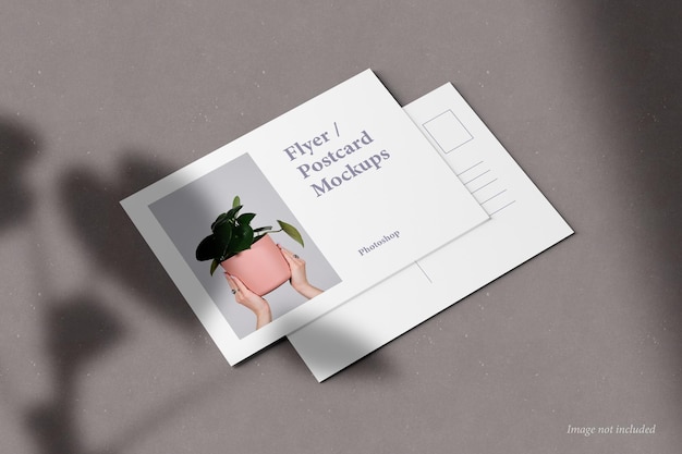 Flyer- und Postkarten-Mockup-Perspektivansicht