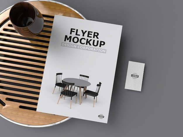 Flyer und visitenkarten-mockup