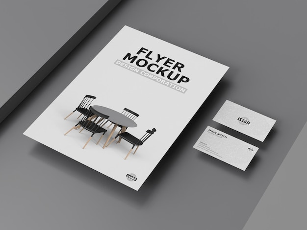 Flyer und visitenkarten-mockup