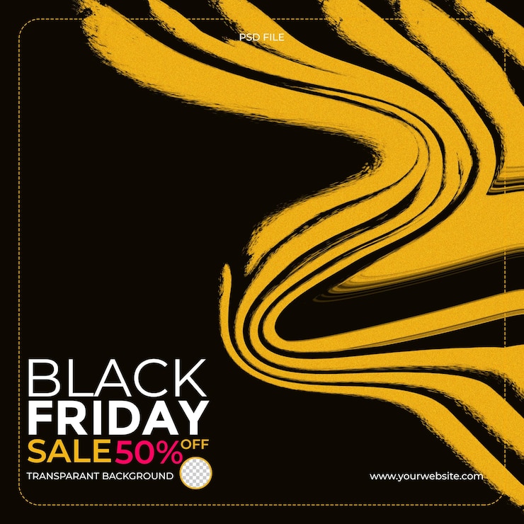 PSD flyer de venta del viernes negro con pinceladas de oro