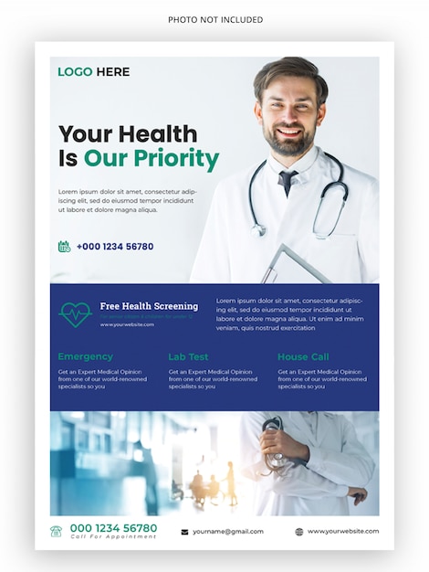 PSD flyer-vorlage für das medizinische gesundheitswesen