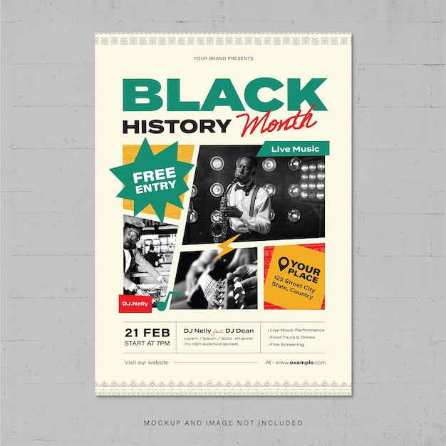 PSD flyer-vorlage für den black history month in photoshop psd