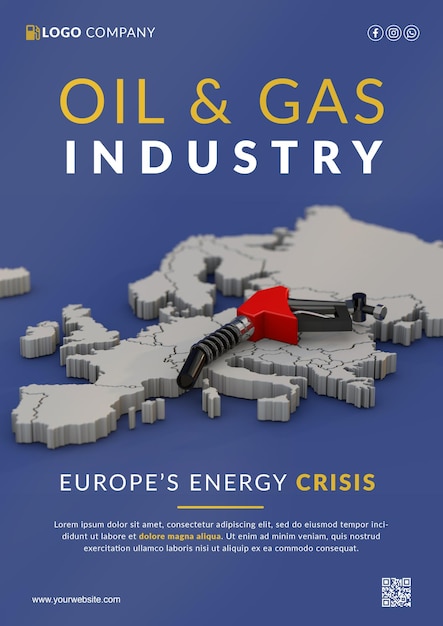 Flyer-vorlage für die öl- und gasindustrie ein energiekrisiskonzept