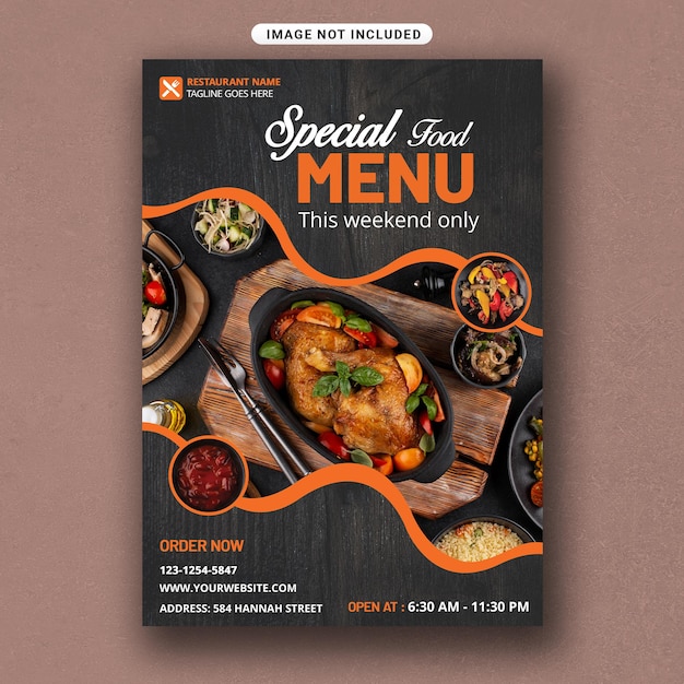 Flyer-Vorlage für die Speisekarte eines Restaurants