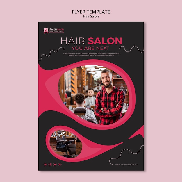 PSD flyer vorlage für friseursalon