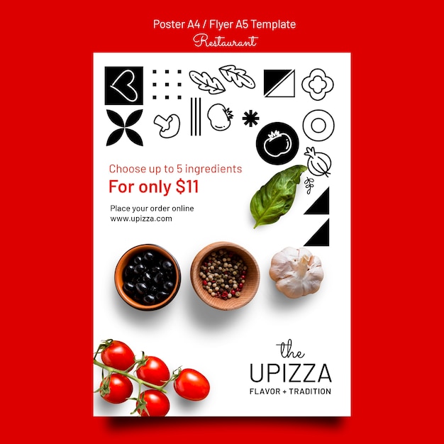 PSD flyer vorlage für pizzarestaurants