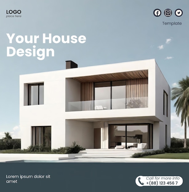 Flyer-vorlage mit architektur-illustration