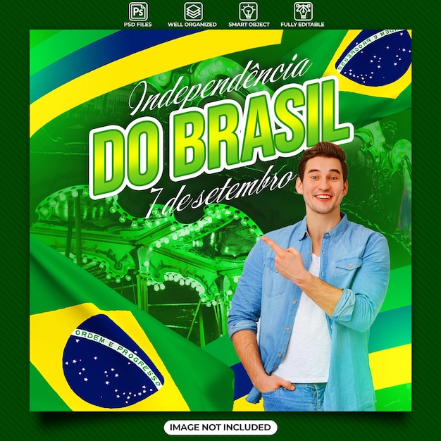 PSD flyer-vorlage zum unabhängigkeitstag brasiliens