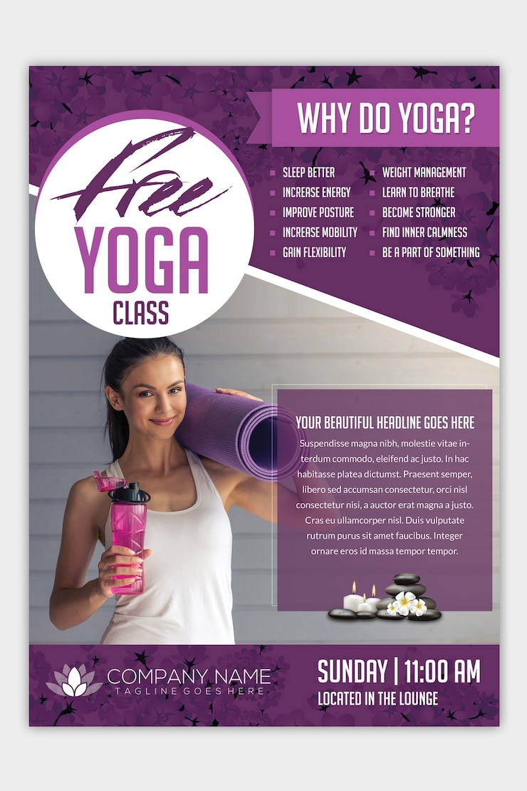 PSD flyer de yoga moderne