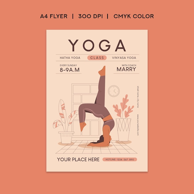 PSD flyer zum yoga-kurs