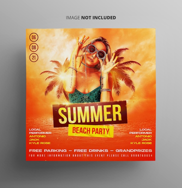 PSD flyer zur sommer-strandparty