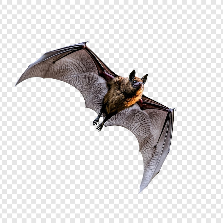 PSD flying bat with spread wings
