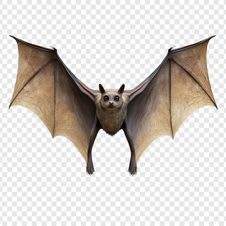 PSD flying bat with spread wings
