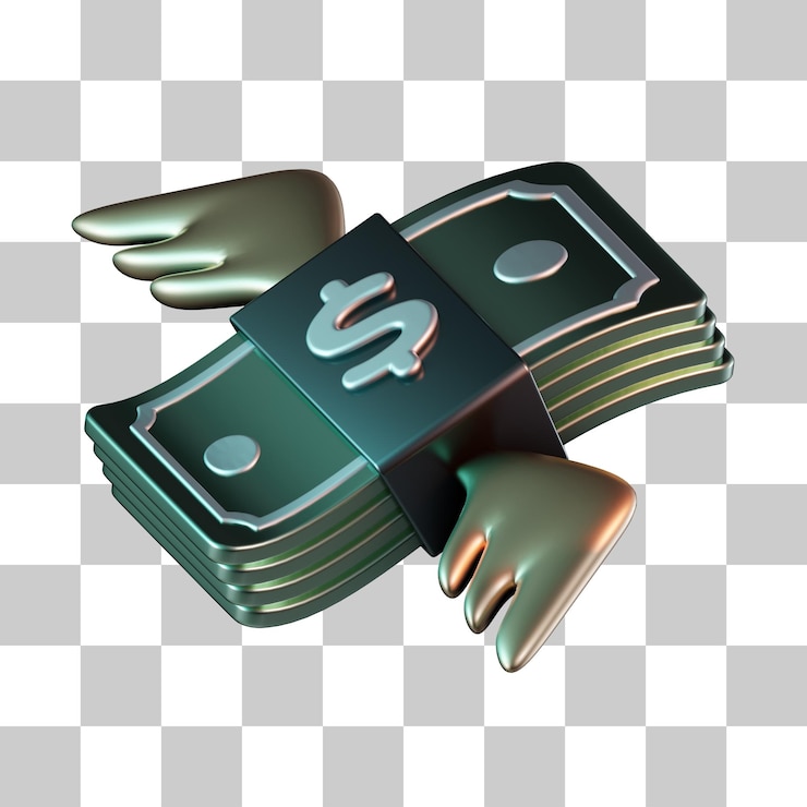 PSD flying money 3d icon