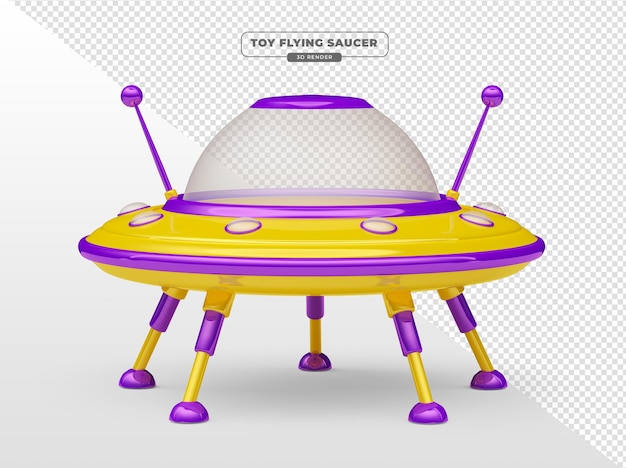 Flying Saucer 3d render cartoon for Children's Day composition