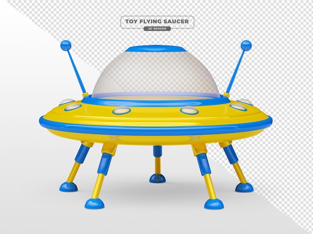 Flying Saucer 3d Render Cartoon Pour La Composition De La Journée Des Enfants