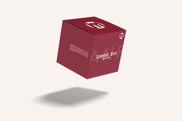 Flying square box mockup design isolato