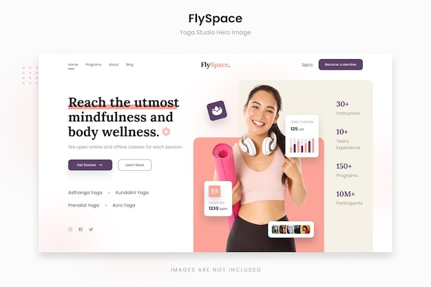 Flyspace - imagen del héroe del estudio de yoga pinky sensation