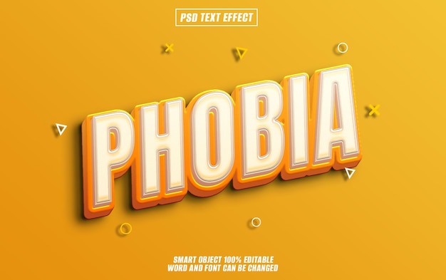 Fobie Text-Effekt Schriftart bearbeitbare Typografie 3D-Text