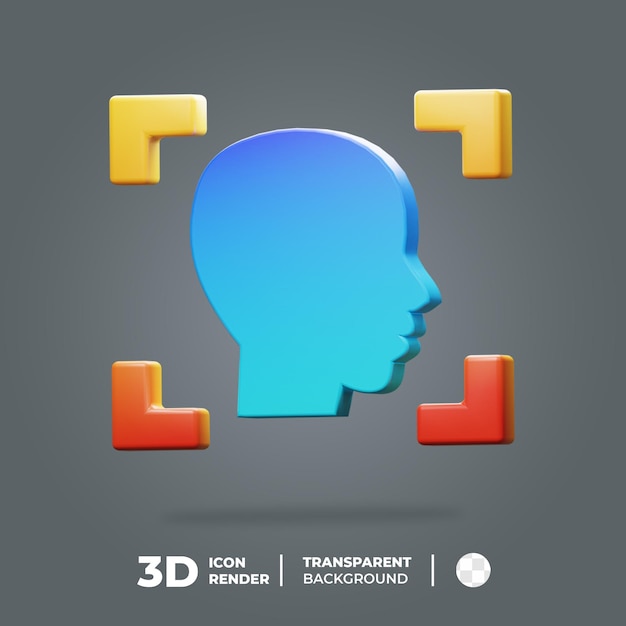 PSD foco de icono de cabeza 3d