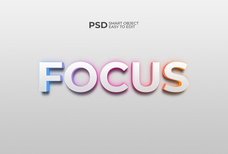 PSD focus 3d editable text effect